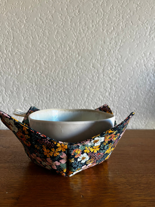 Pink Retro Flowers Bowl Cozy